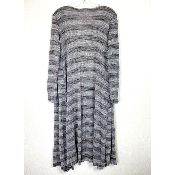 Lularoe Sarah Duster Cardigan Size S Heather Brown White Long Sleeve Open Front - Picture 5 of 6